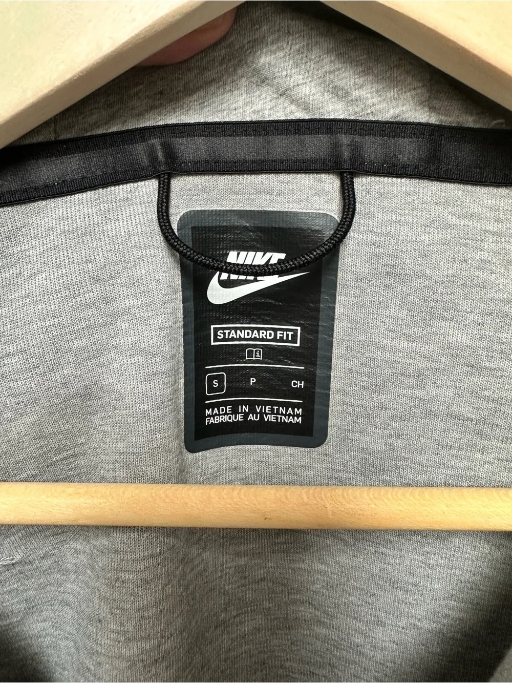 Nike Kids Light Grey Hooded Full-Zip Jacket with Black Logo